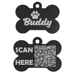 Personalized Laser Engraved Anodized Aluminum Pet ID Tags 1 1/2" x 1" - Bone Shape