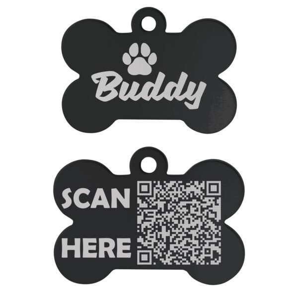 Personalized Laser Engraved Anodized Aluminum Pet ID Tags 1 1/2" x 1" - Bone Shape