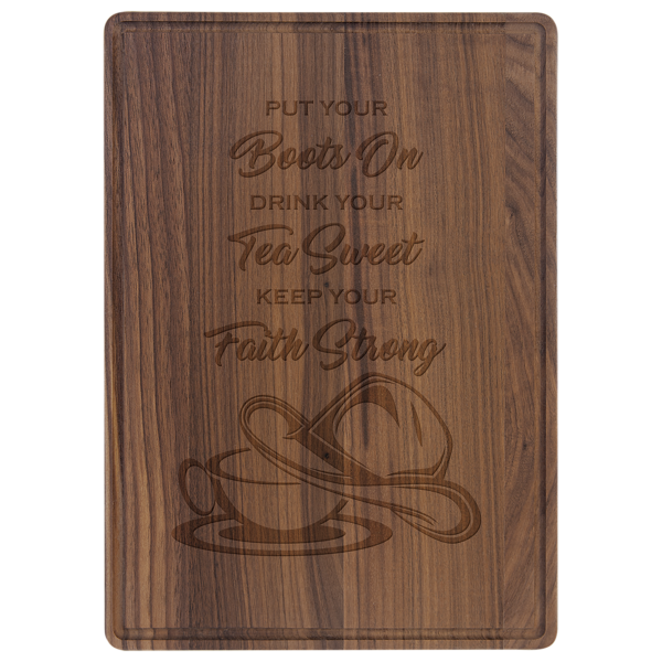 Personalized Laser Engraved Walnut Cutting Boards WITH DRIP RING - Image 3