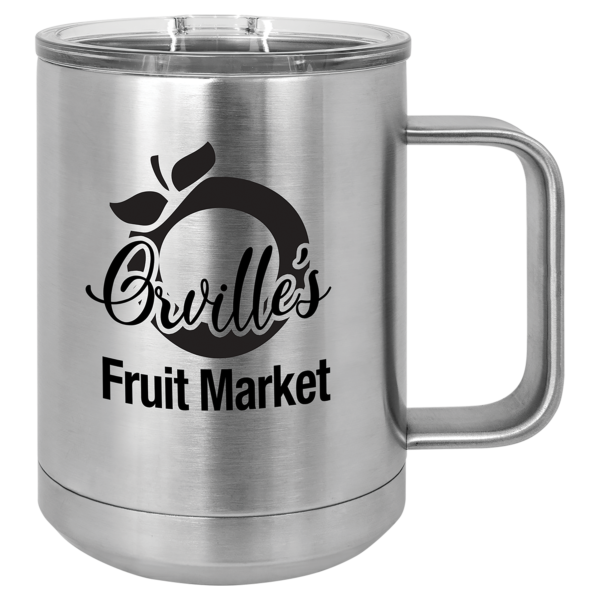 Personalized Laser Engraved 15 oz. Black Vacuum Insulated Coffee Mug with Slider Lid - Image 22