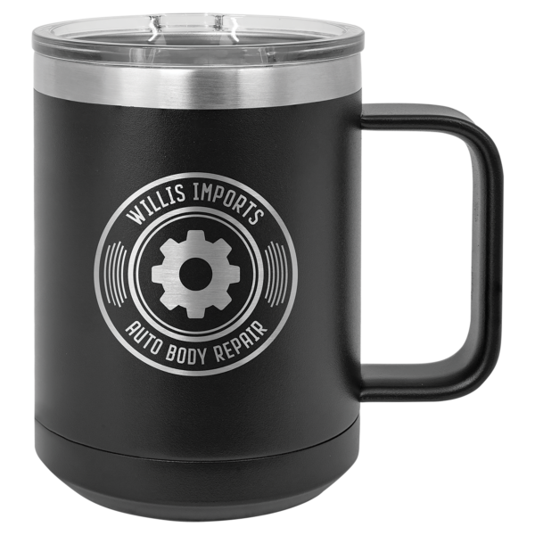 Personalized Laser Engraved 15 oz. Black Vacuum Insulated Coffee Mug with Slider Lid - Image 21