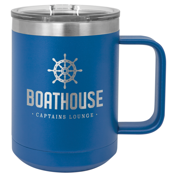 Personalized Laser Engraved 15 oz. Black Vacuum Insulated Coffee Mug with Slider Lid - Image 19