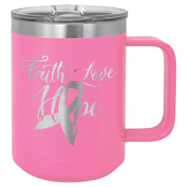 Personalized Laser Engraved 15 oz. Black Vacuum Insulated Coffee Mug with Slider Lid - Image 18