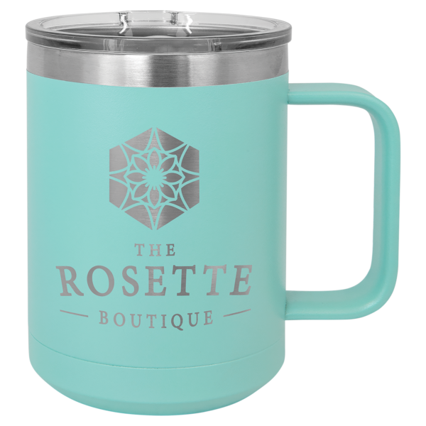 Personalized Laser Engraved 15 oz. Black Vacuum Insulated Coffee Mug with Slider Lid - Image 17