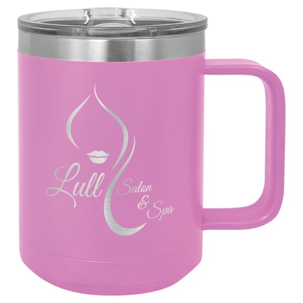 Personalized Laser Engraved 15 oz. Black Vacuum Insulated Coffee Mug with Slider Lid - Image 15