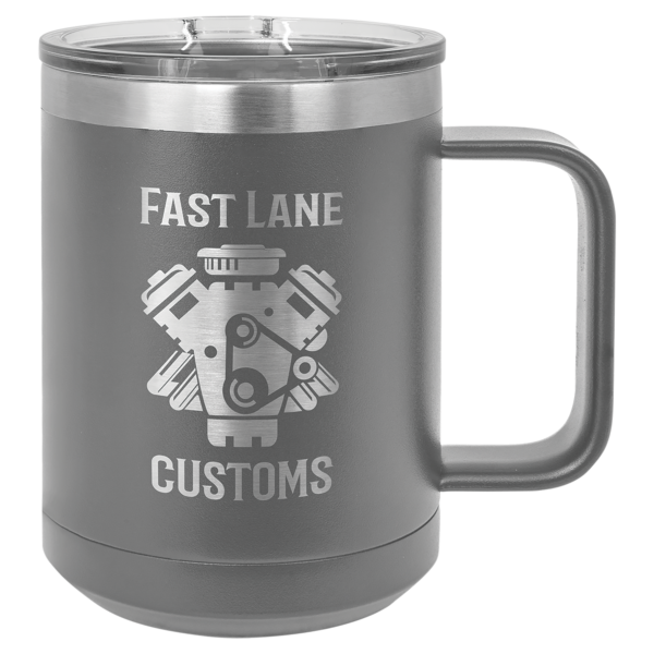 Personalized Laser Engraved 15 oz. Black Vacuum Insulated Coffee Mug with Slider Lid - Image 13