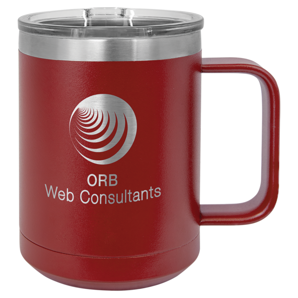 Personalized Laser Engraved 15 oz. Black Vacuum Insulated Coffee Mug with Slider Lid - Image 10