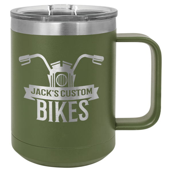 Personalized Laser Engraved 15 oz. Black Vacuum Insulated Coffee Mug with Slider Lid - Image 5