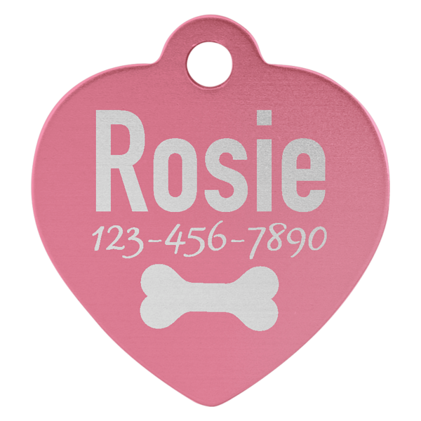 Personalized Laser Engraved Custom Engraved Heart Pet ID Tag 1 1/4" x 1 1/4" - Image 5