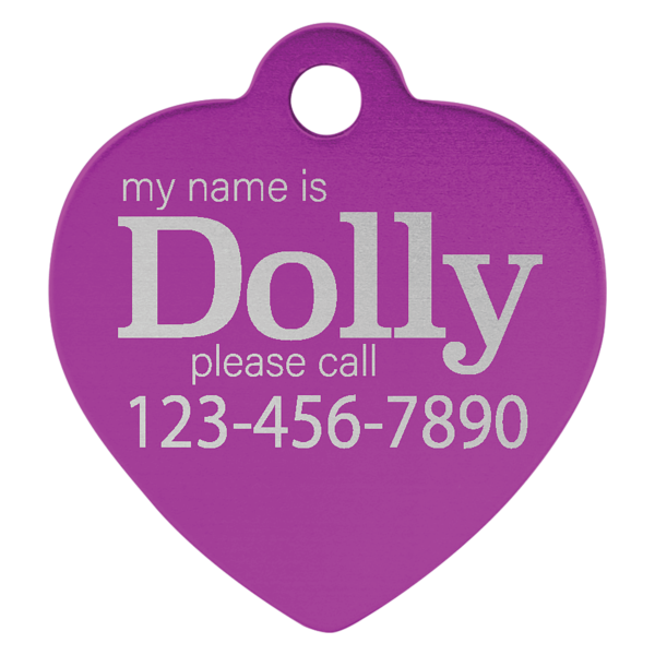 Personalized Laser Engraved Custom Engraved Heart Pet ID Tag 1 1/4" x 1 1/4" - Image 4
