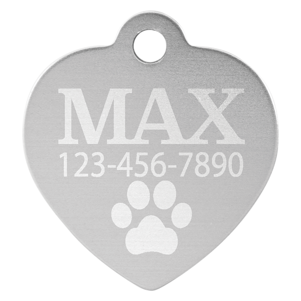 Personalized Laser Engraved Custom Engraved Heart Pet ID Tag 1 1/4" x 1 1/4" - Image 3
