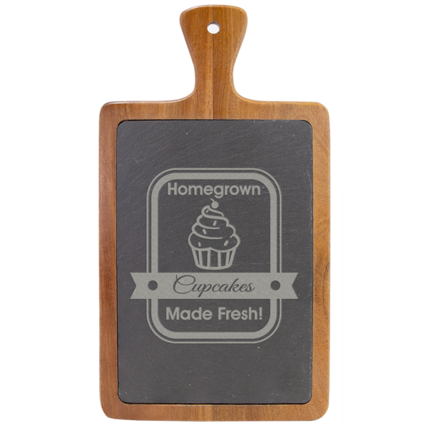 Personalized Laser Engraved Acacia Wood & Slate Cutting Boards - Image 7