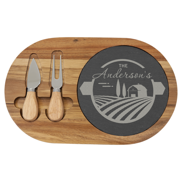 Personalized Laser Engraved Acacia Wood & Slate Cutting Boards - Image 11