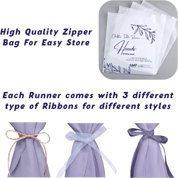 Chiffon Table Runner For Wedding 10ft 120 Inches Multi Colors - Image 3