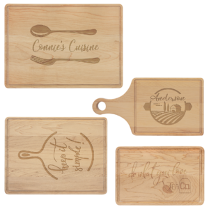 Personalized Laser Engraved Maple Cutting Boards WITH DRIP RING