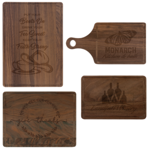 Personalized Laser Engraved Walnut Cutting Boards WITH DRIP RING